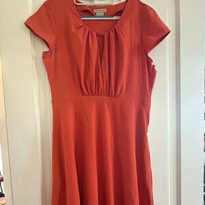 ExOfficio travel dress in a vibrant orange-red, women’s size 10